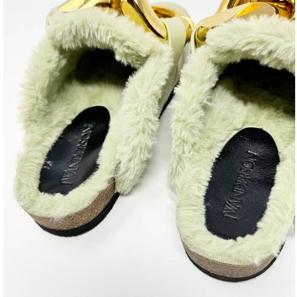 NEW JW Anderson Fuzzy Mule Clog Slip On Flat Light Mint Green EU 36 - Picture 8 of 12